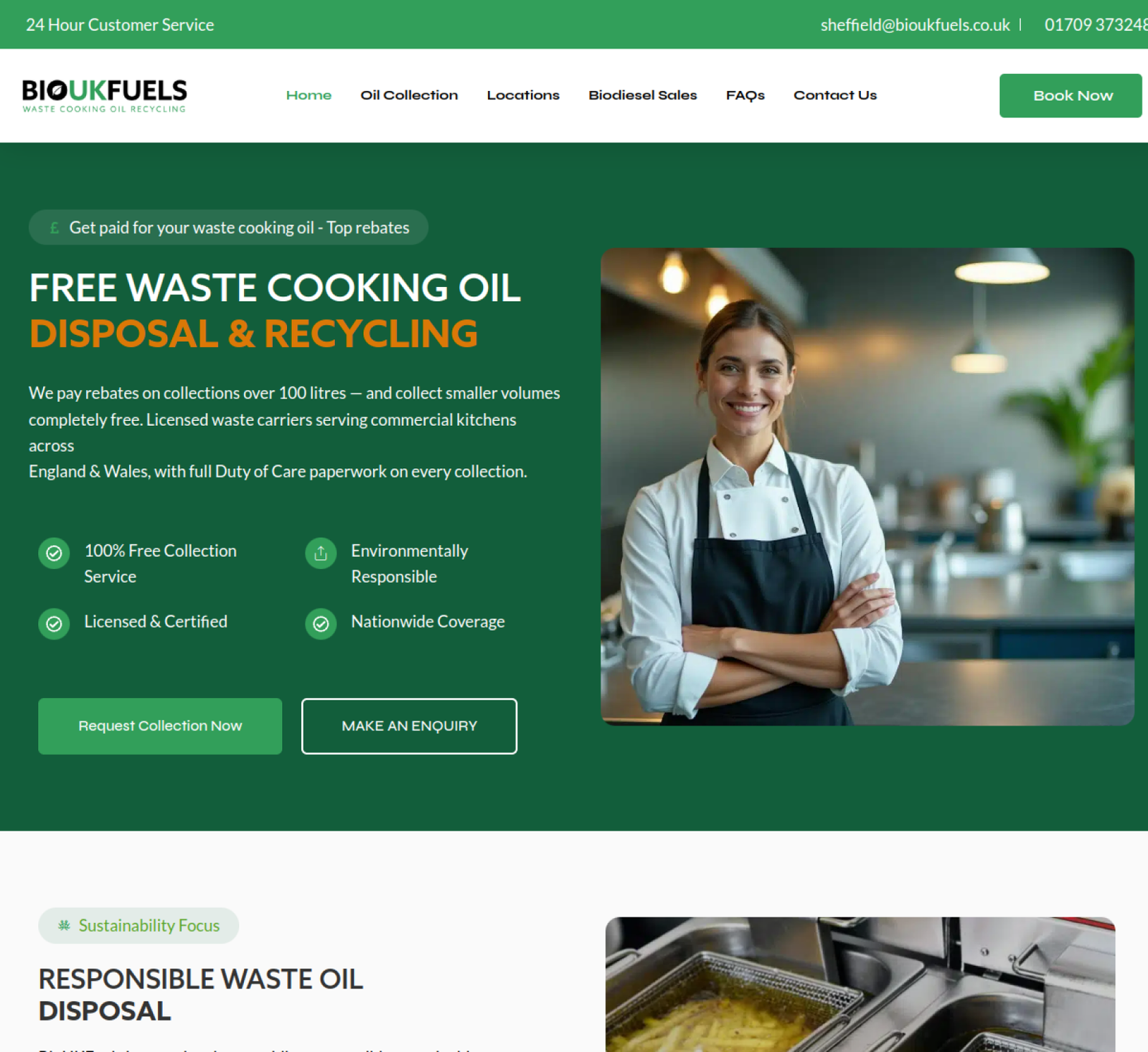 Bio UK Fuels homepage, header and hero section